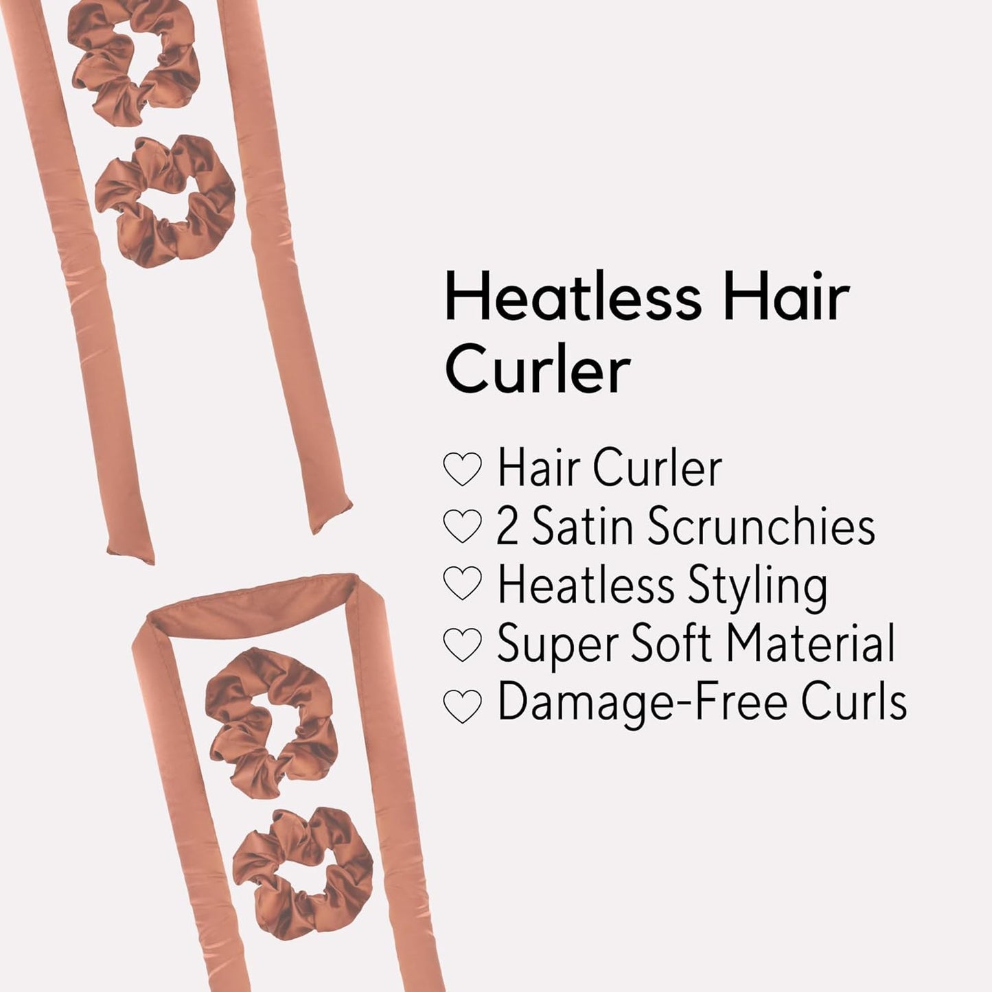 W7 Silky Hair Essentials - 4 Piece Set - Satin Headband, Scrunchies & Heatless Hair Rollers & Curler - Anti-Breakage Styling Tools