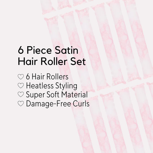 W7 Silky Hair Essentials - 4 Piece Set - Satin Headband, Scrunchies & Heatless Hair Rollers & Curler - Anti-Breakage Styling Tools