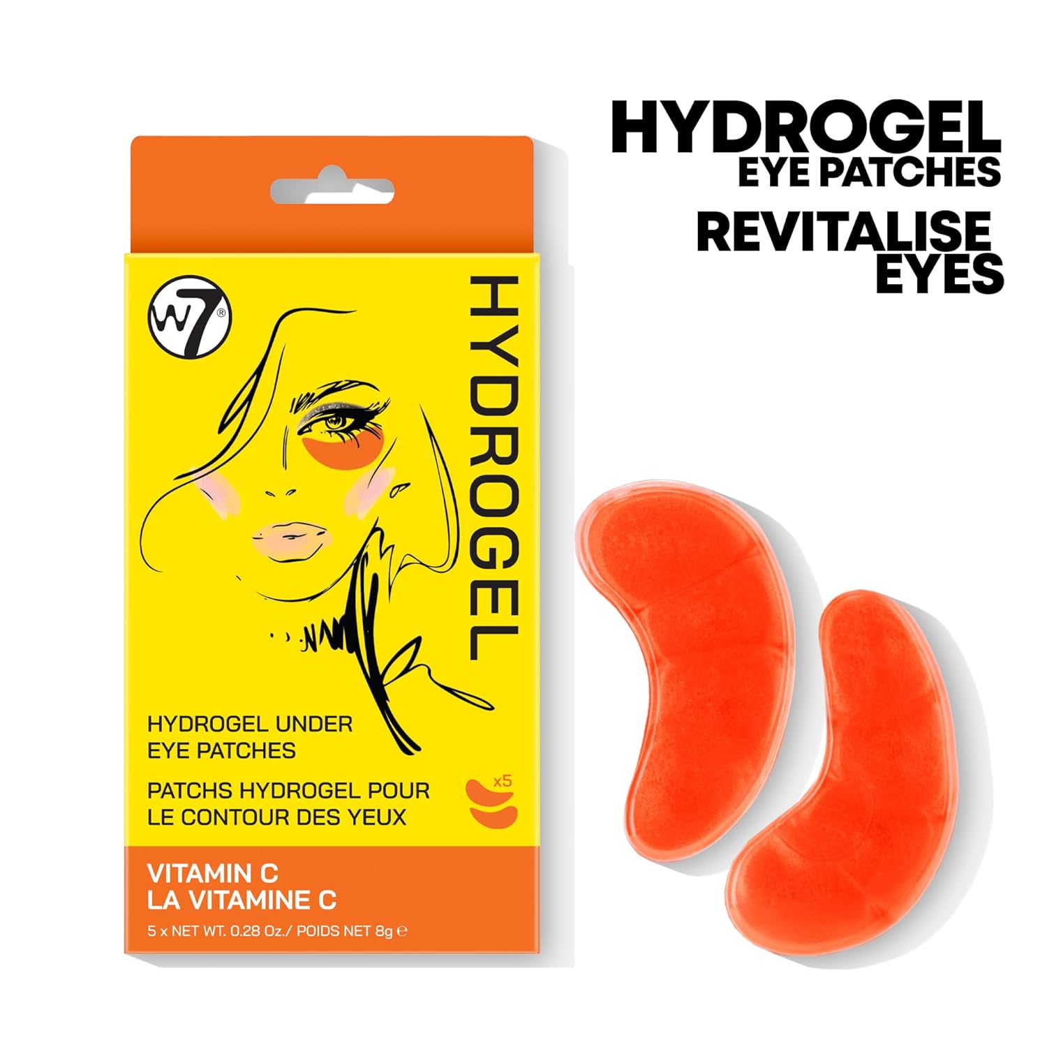 W7 Vitamin C Booster Set – Brightening Skincare Essentials for Glowing, Energized Skin – Includes Luminous Serum, Vitamin C Face Mask & Under Eye Gel Patches (5 Pairs)