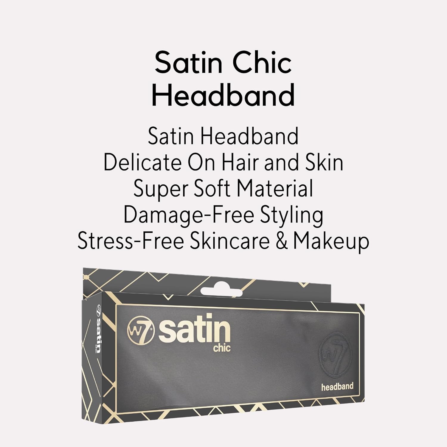 W7 Silky Hair Essentials - 4 Piece Set - Satin Headband, Scrunchies & Heatless Hair Rollers & Curler - Anti-Breakage Styling Tools