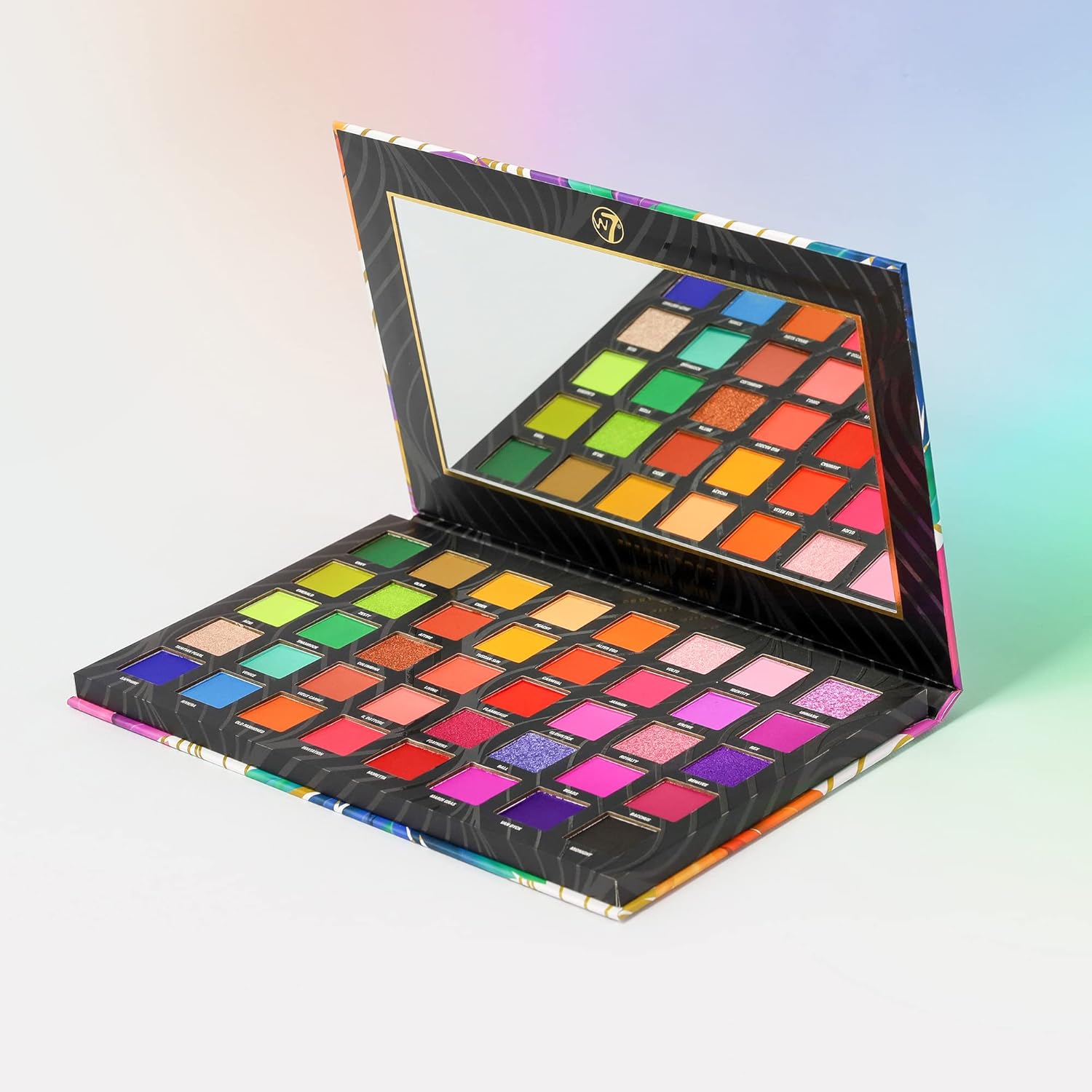 W7 Mardi Gras Pressed Pigment Palette - 40 High Impact Party Colors - Flawless Long-Lasting Bold Makeup